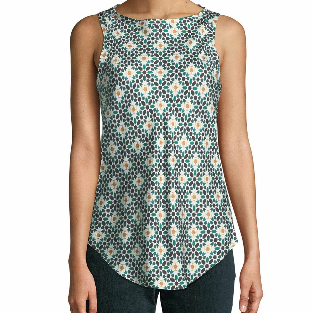 Theory Racer Multi Tile Silk Sleeveless Top
